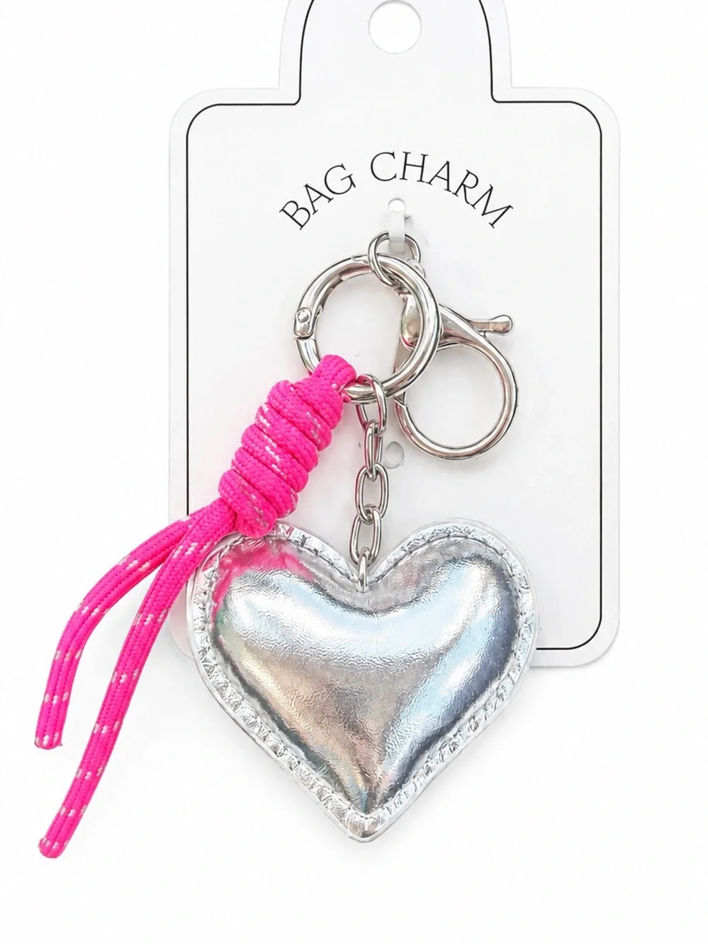 Silver Heart Bag Charm Keychain Purse Charm New